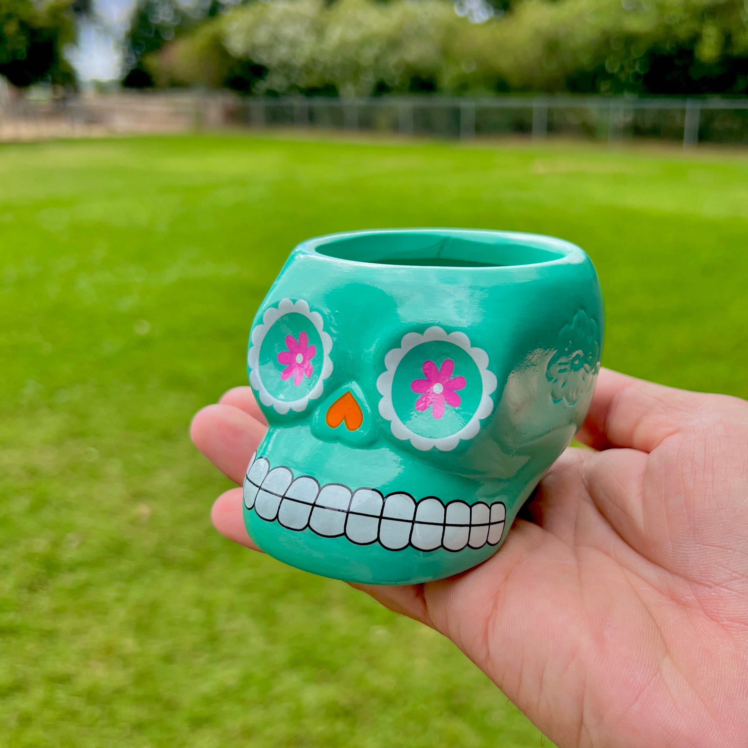 Sugar Skull Ceramic Air Plant Holder <br> (5 Color Options - Holder Only)