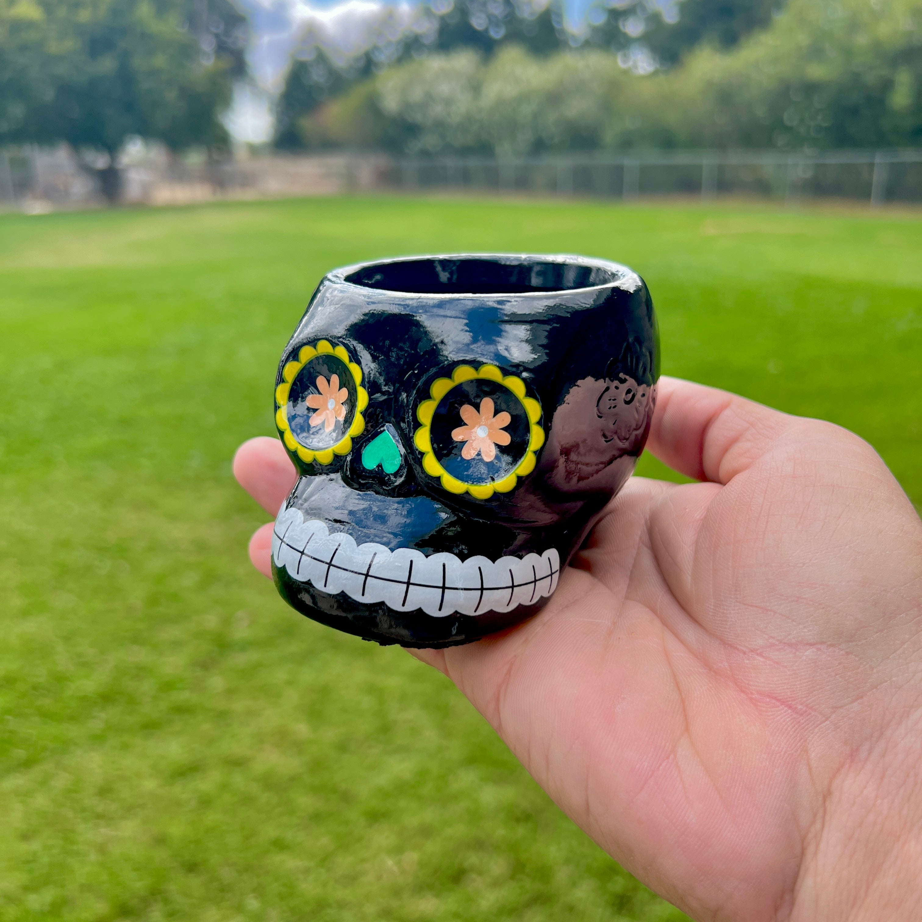 Sugar Skull Ceramic Air Plant Holder <br> (5 Color Options - Holder Only)