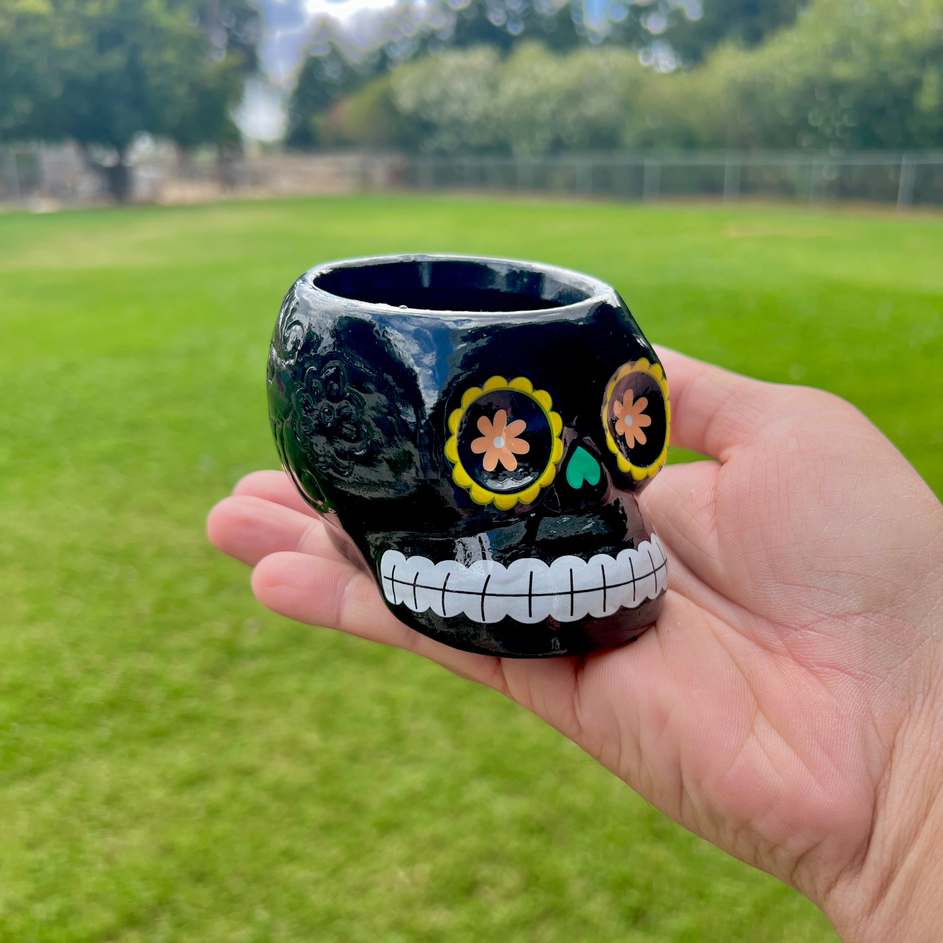 Sugar Skull Ceramic Air Plant Holder <br> (5 Color Options - Holder Only)