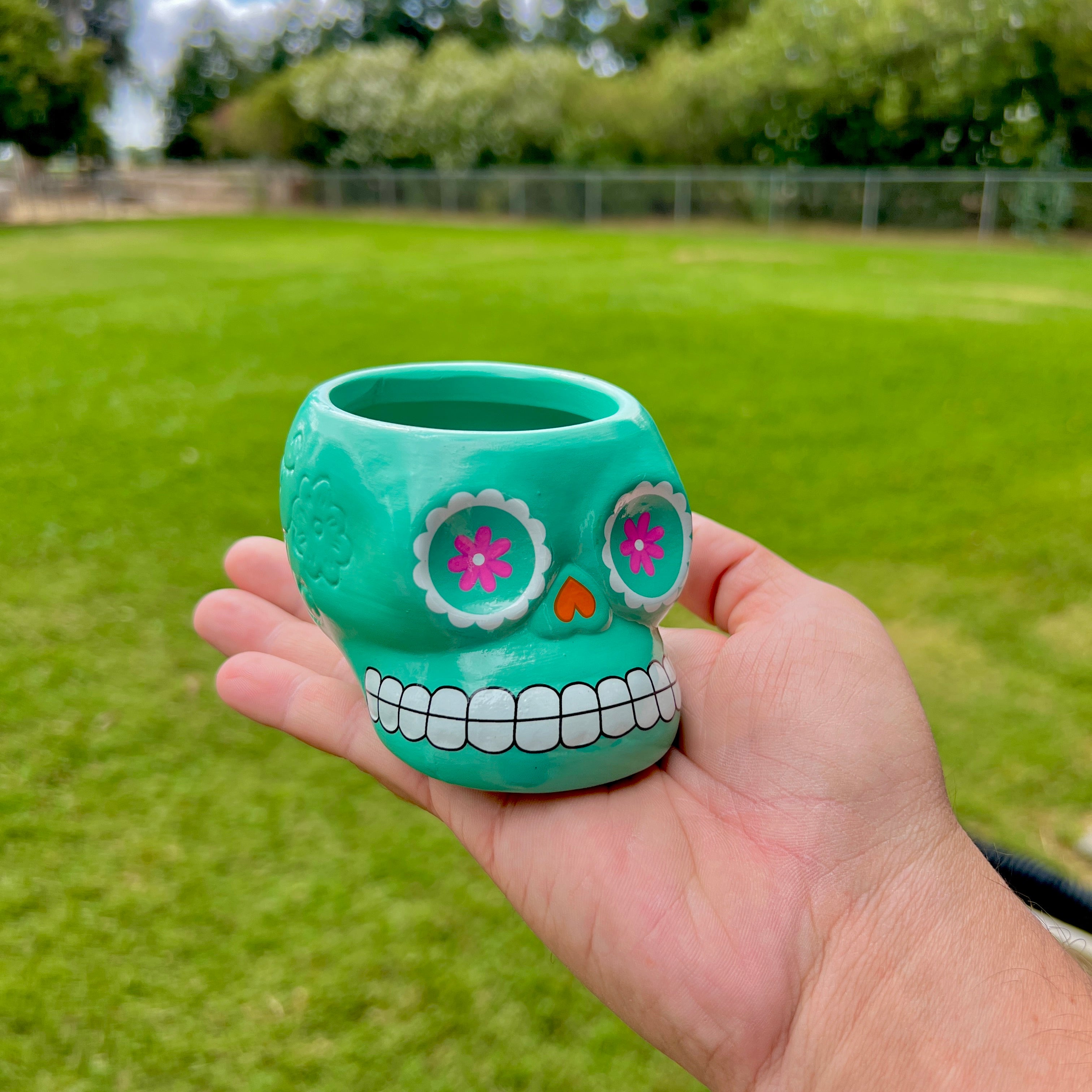 Sugar Skull Ceramic Air Plant Holder <br> (5 Color Options - Holder Only)